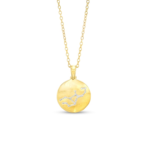 Diamond Accent Virgo Zodiac Disc Necklace in Sterling Silver with 14K Gold Plate - 18"