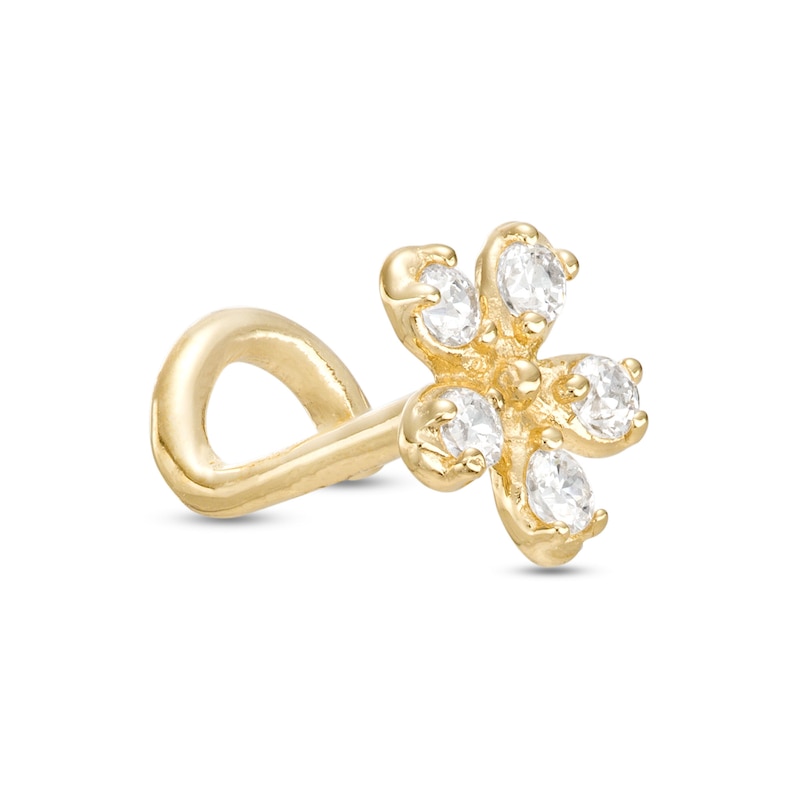 14K Gold CZ Flower Nose Screw Stud - 20G 5/16"