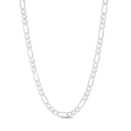 Made in Italy 3.7mm Diamond-Cut Pavé Figaro Chain Necklace in Solid Sterling Silver - 18&quot;