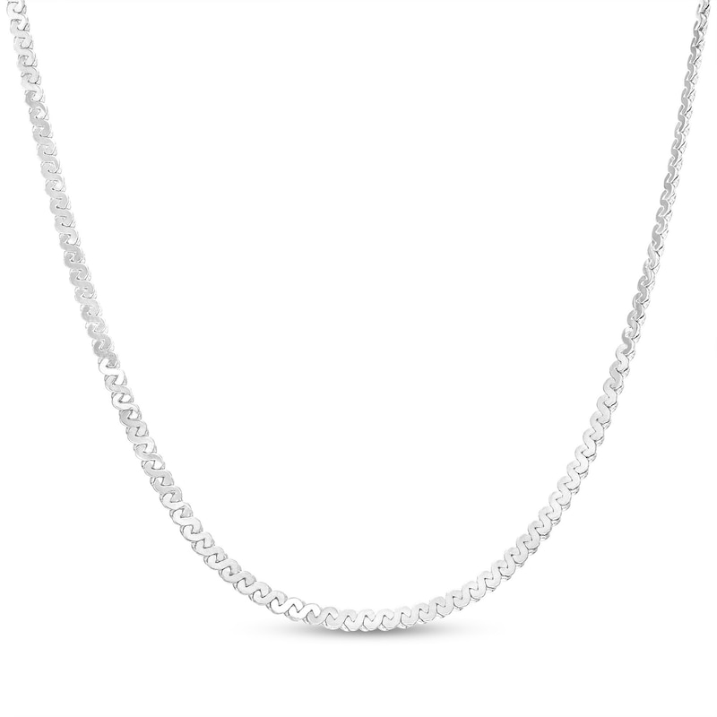 Made in Italy 2mm Diamond-Cut Flat Serpentine Chain Necklace in Solid Sterling Silver - 18"