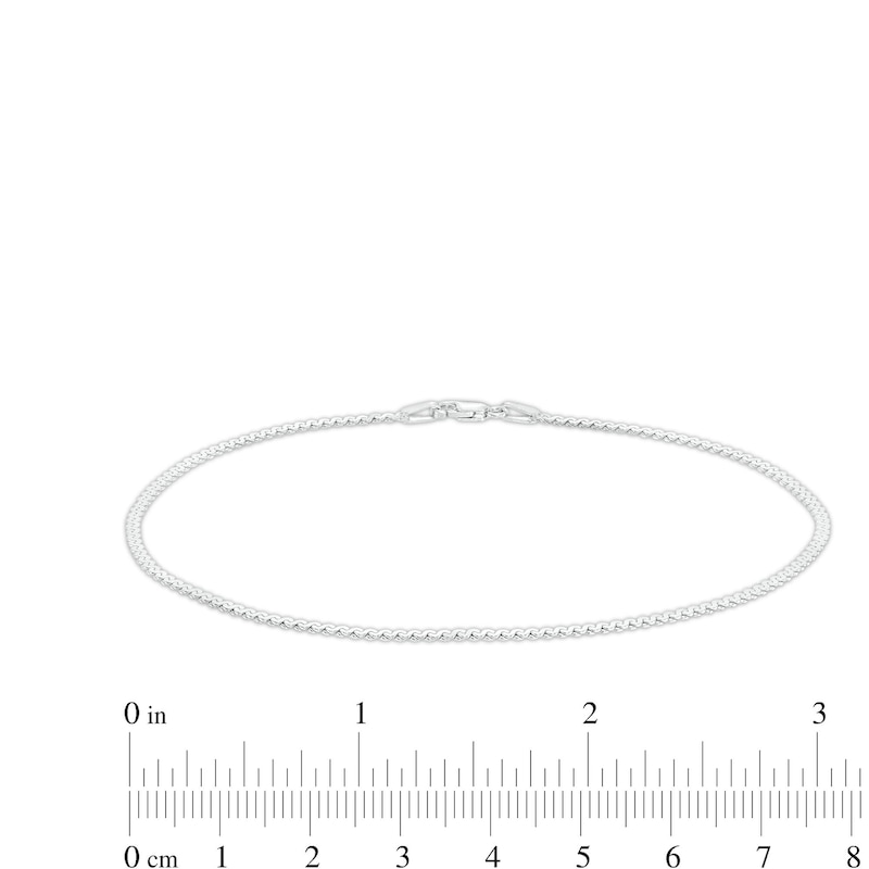 Made in Italy 2mm Diamond-Cut Flat Serpentine Chain Anklet in Solid Sterling Silver - 10"