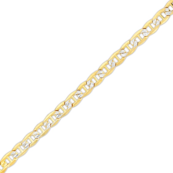3.4mm Diamond-Cut Pavé Mariner Chain Bracelet in 10K Semi-Solid Gold - 7.5"