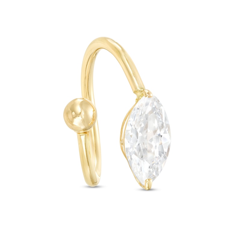 Main Image 1 of 10K Gold CZ Marquise Twist Belly Button Ring - 14G 3/8&quot;