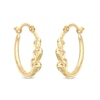 Thumbnail Image 1 of Three Heart Hoop Earrings in 10K Hollow Gold