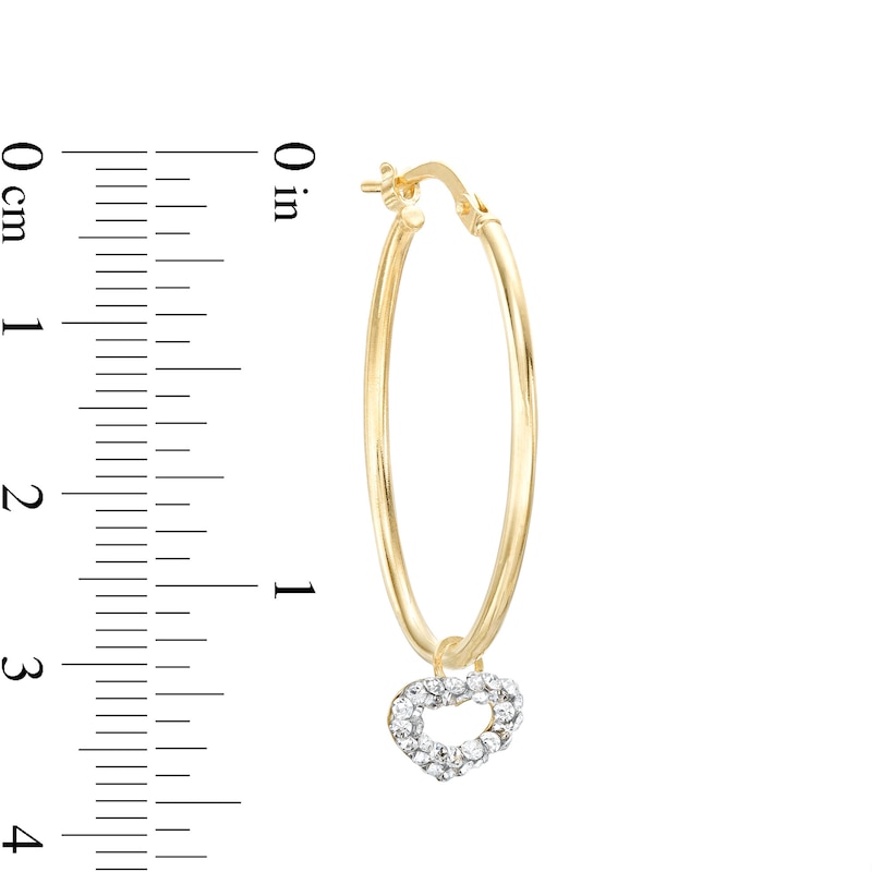 Main Image 2 of 10K Gold Bonded Sterling Silver CZ Heart Dangle Oval Hoops