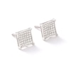 Thumbnail Image 2 of 1/10 CT. T.W. Diamond Concave Square Stud Earrings in Sterling Silver