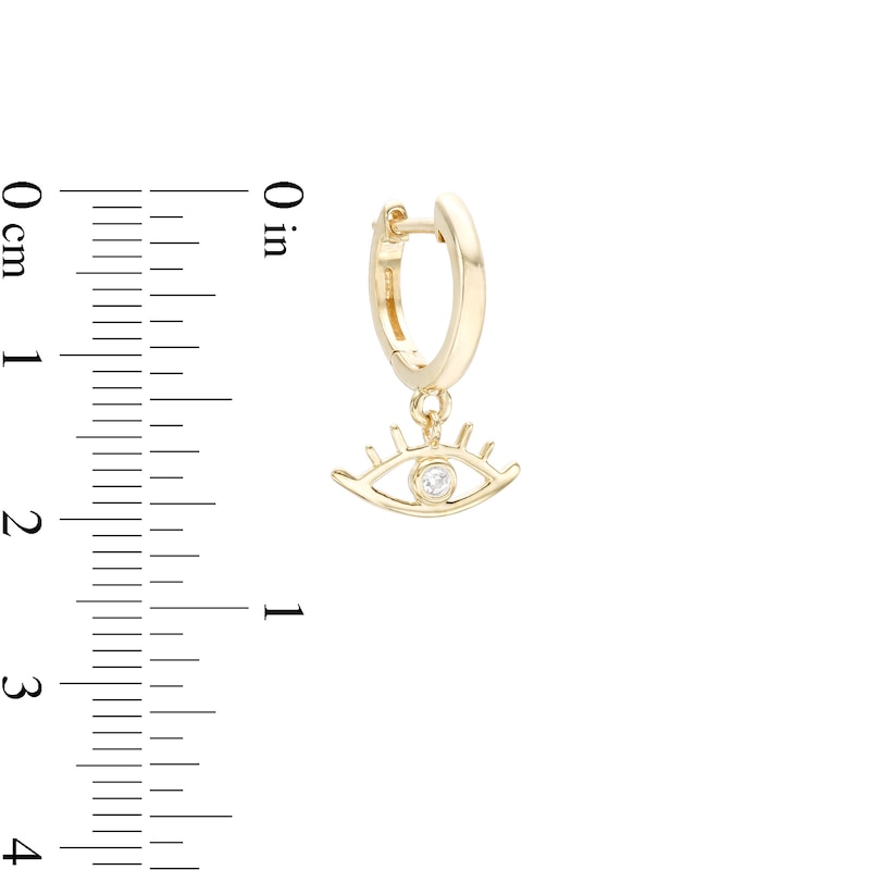 1/20 CT. T.W. Diamond Eyelash Huggie Hoop Earrings in Sterling Silver with 14K Gold Plate