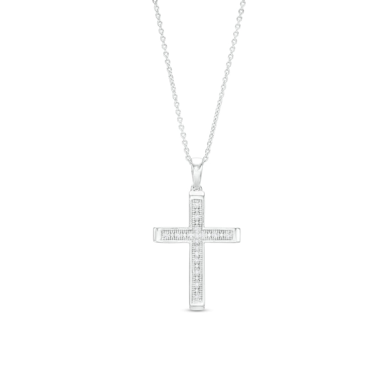 1/20 CT. T.W. Diamond Cross Necklace in Sterling Silver