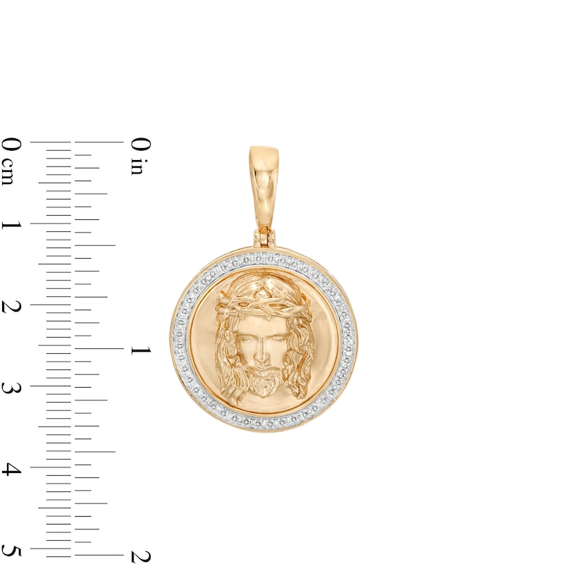 Main Image 2 of 1/5 CT. T.W. Diamond Jesus Head Medallion Necklace Charm in Sterling Silver with 14K Gold Plate