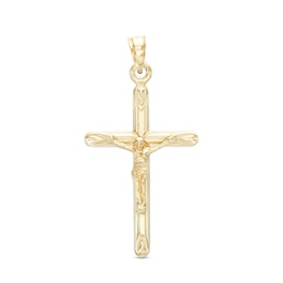 Small Crucifix Necklace Charm in 10K Hollow Gold