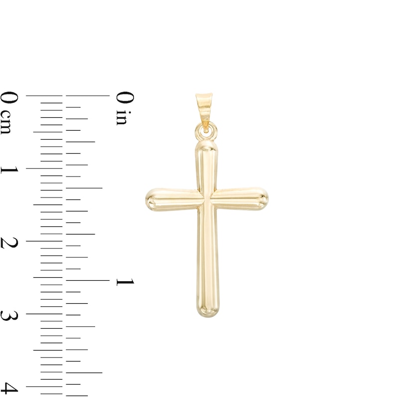 Main Image 2 of Small Rounded Cross Necklace Charm in 10K Hollow Gold