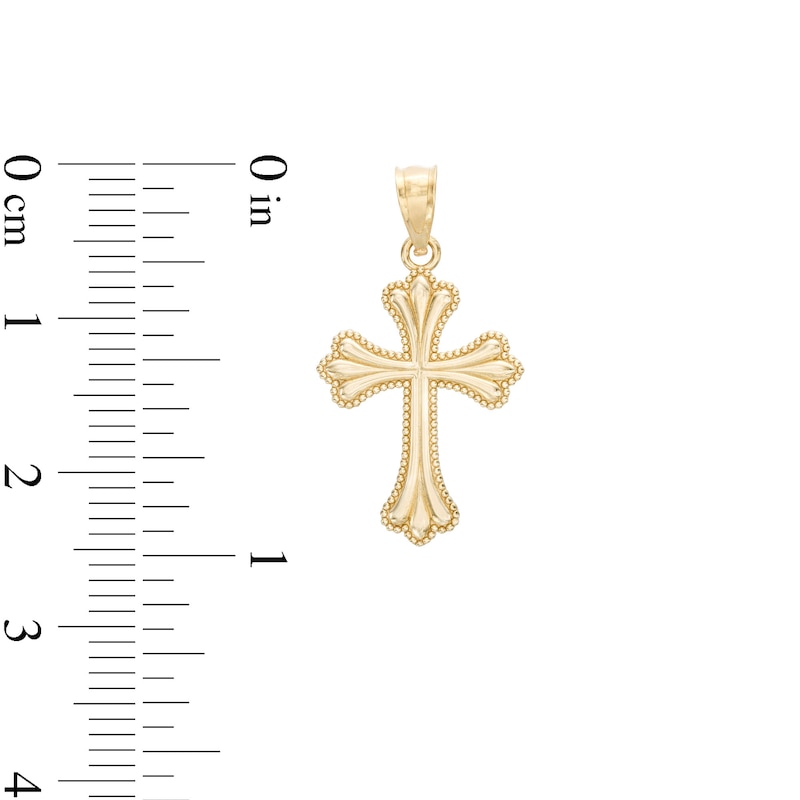 Main Image 2 of Milgrain Border Cross Necklace Charm in 10K Gold