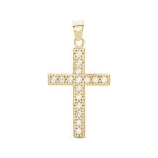 Cubic Zirconia Heart Cross Charm in 10K Solid Gold