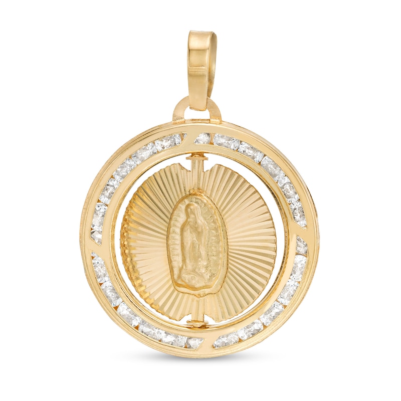 Main Image 2 of Double Sided Mary Jesus Necklace Charm in 10K Semi-Solid Gold