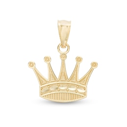 Small Crown Necklace Charm in 10K Gold