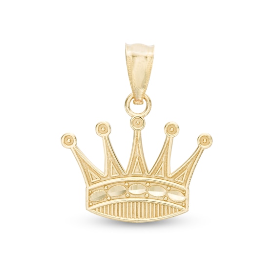 Small Crown Necklace Charm in 10K Gold