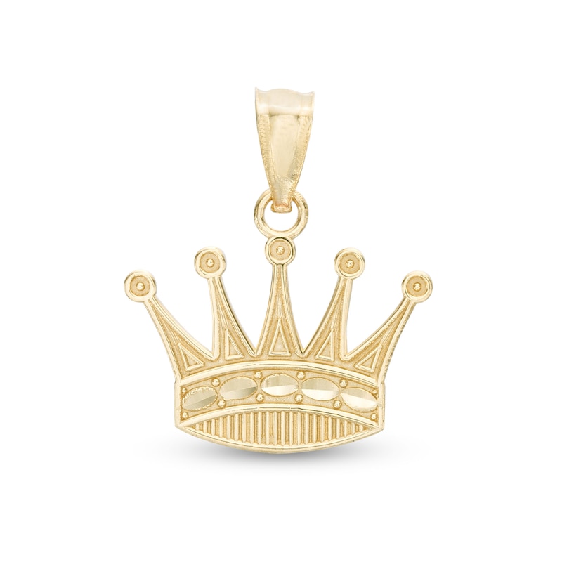 Main Image 1 of Small Crown Necklace Charm in 10K Gold