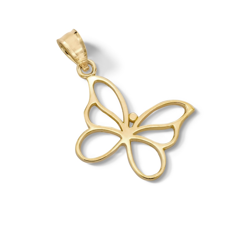 Main Image 3 of Small Butterfly Outline Necklace Charm in 10K Gold