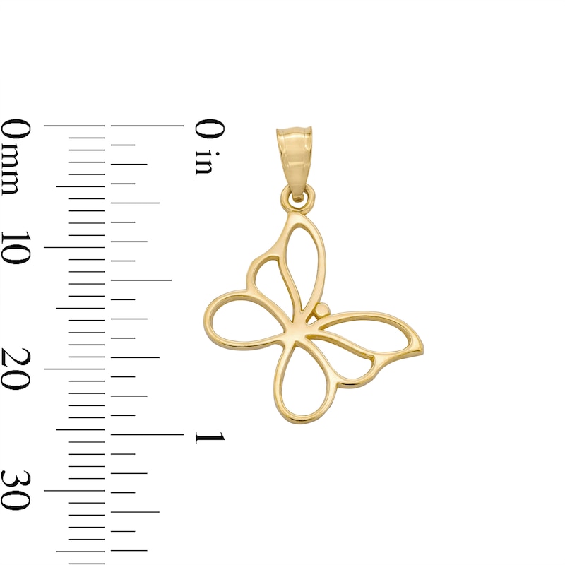 Main Image 4 of Small Butterfly Outline Necklace Charm in 10K Gold