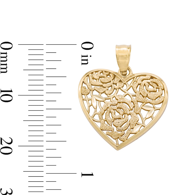 Main Image 4 of Filigree Flower Heart Necklace Charm in 10K Gold