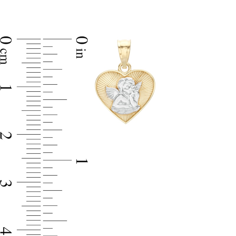 Main Image 2 of Guardian Angel Heart Two-Toned Necklace Charm in 10K Gold