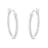 Thumbnail Image 1 of Cubic Zirconia 18.5mm Round Hinged Hoop Earrings in Solid Sterling Silver 