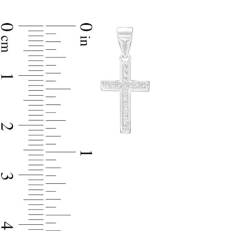 Main Image 2 of Cubic Zirconia Small Cross Necklace Charm in Sterling Silver