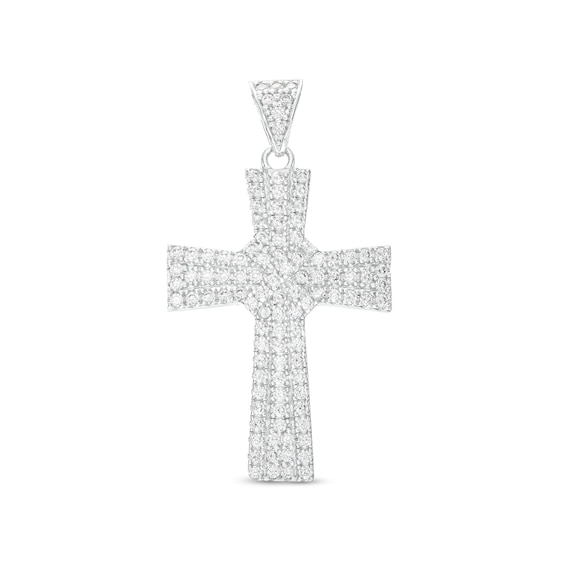 Cubic Zirconia Rope X Cross Necklace Charm in Sterling Silver