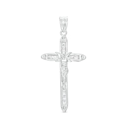 Cubic Zirconia Crucifix Necklace Charm in Sterling Silver