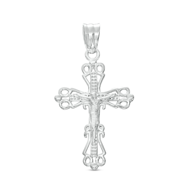 Main Image 1 of Small Lattice Crucifix Necklace Charm in Sterling Silver