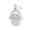 Thumbnail Image 1 of Cubic Zirconia Medium Hamsa Necklace Charm in Sterling Silver