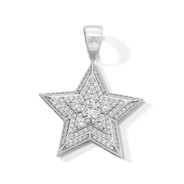 Cubic Zirconia Large Star Necklace Charm in Sterling Silver