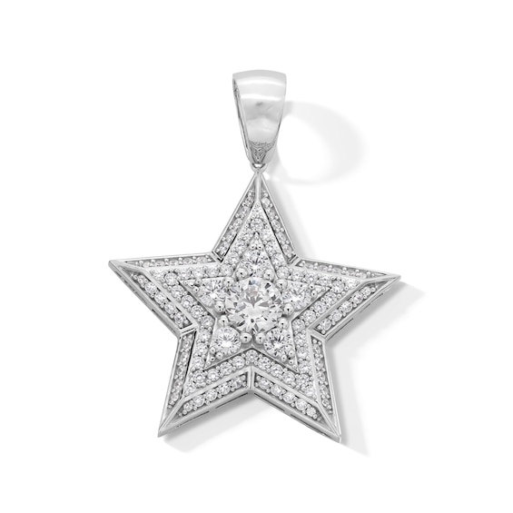 Cubic Zirconia Large Star Necklace Charm in Sterling Silver