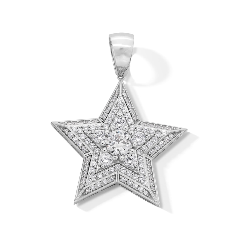 Main Image 1 of Cubic Zirconia Large Star Necklace Charm in Sterling Silver