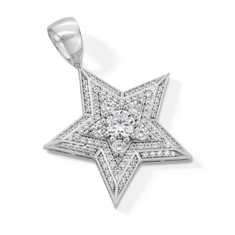 Main Image 3 of Cubic Zirconia Large Star Necklace Charm in Sterling Silver