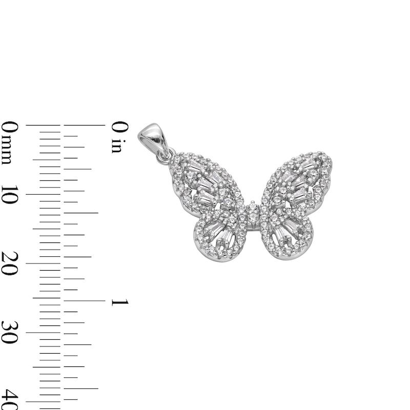 Main Image 4 of Cubic Zirconia Medium Butterfly Necklace Charm in Sterling Silver