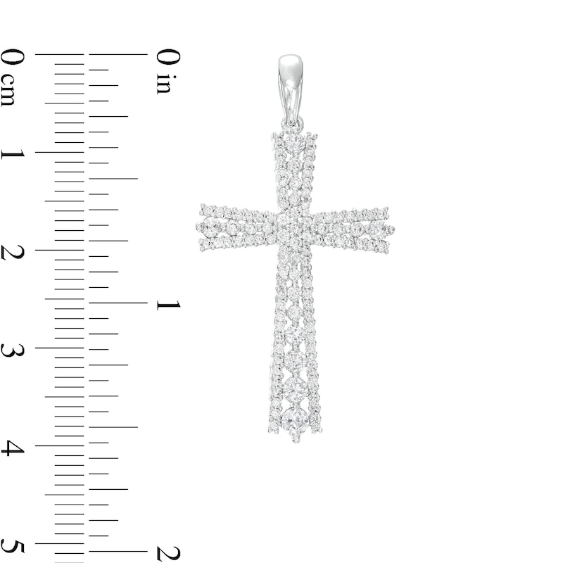 Main Image 2 of Cubic Zirconia Cross Necklace Charm in Sterling Silver