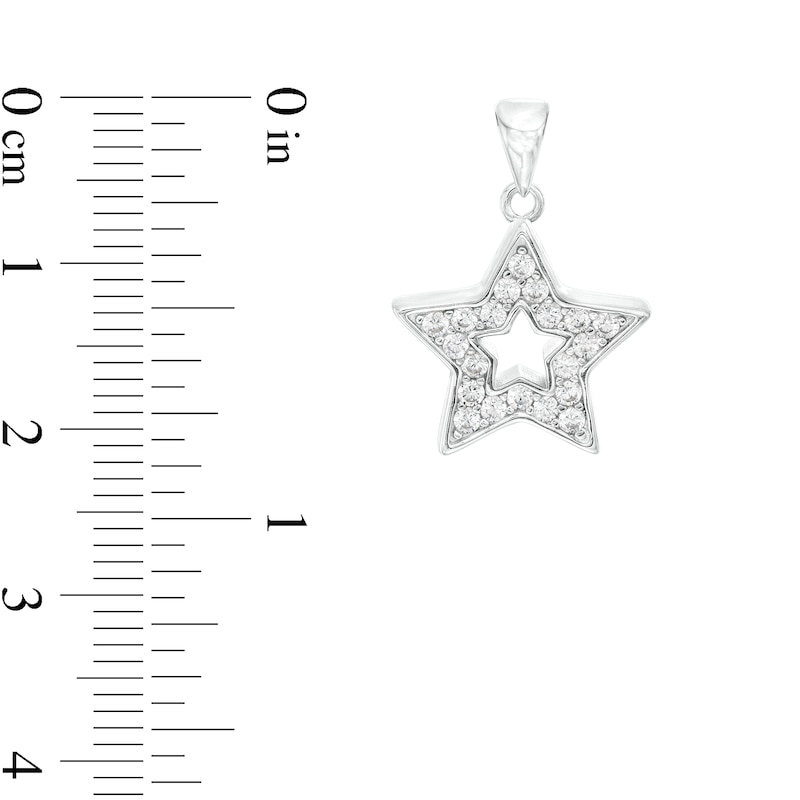 Main Image 2 of Cubic Zirconia Small Star Outline Necklace Charm in Sterling Silver