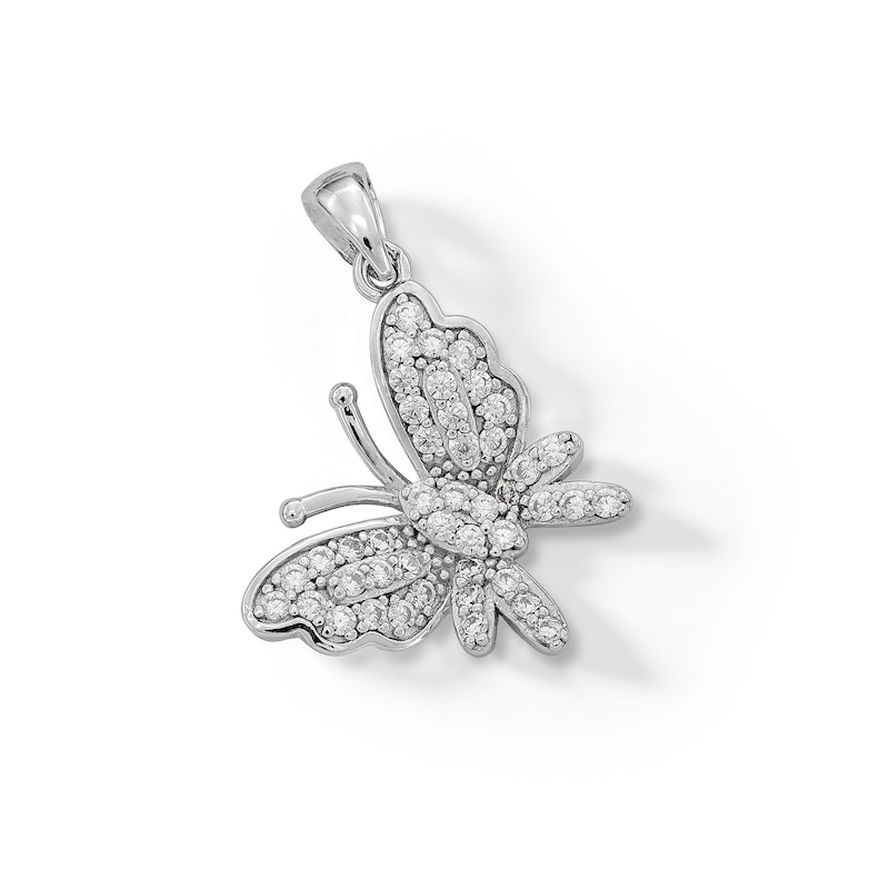 Main Image 3 of Cubic Zirconia Butterfly Necklace Charm in Sterling Silver