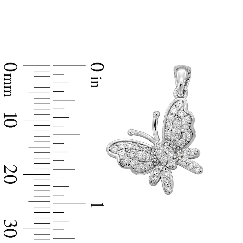 Main Image 4 of Cubic Zirconia Butterfly Necklace Charm in Sterling Silver