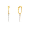 Thumbnail Image 0 of 1/10 CT. T.W. Diamond Dangle Huggie Hoop Earrings in Sterling Silver with 14K Gold Plate