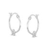 Thumbnail Image 1 of Cubic Zirconia Flower Hoop Earrings in Solid Sterling Silver