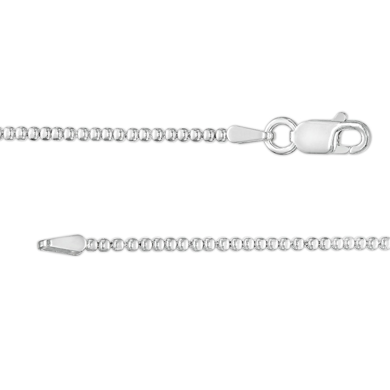 Main Image 2 of Sterling Silver Diamond-Cut Bead Chain Anklet Made in Italy