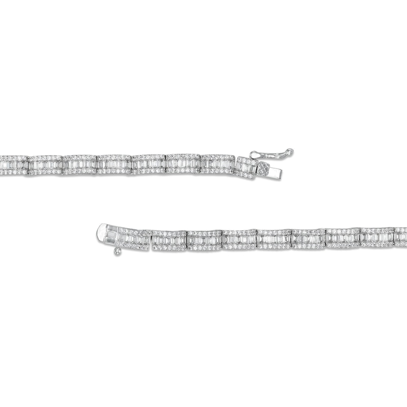 Main Image 2 of Cubic Zirconia Baguette Necklace in Solid Sterling Silver - 20&quot;