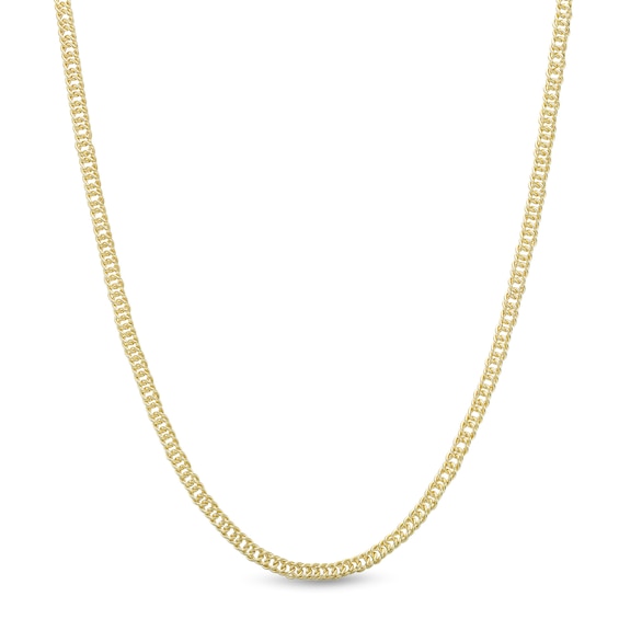 Made in Italy Double Curb Chain Necklace in 10K Hollow Gold- 18"