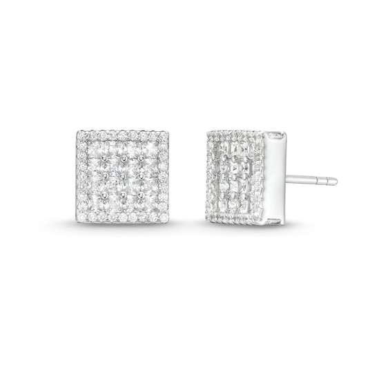 âââââââCubic Zirconia Fancy Square Stud Earrings in Solid Sterling Silver - XL Post