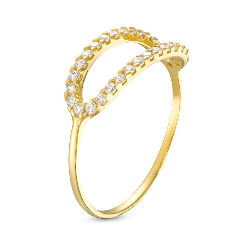 ​​​​​​​Cubic Zirconia Oval Outline Ring in 10K Solid Gold - Size 7