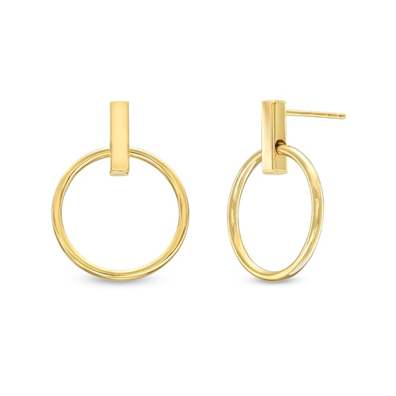 Large Open Circle Stud Earrings in 10K Tube Gold