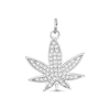 Thumbnail Image 0 of Cubic Zirconia Pavé Herbal Leaf Necklace Charm in Sterling Silver