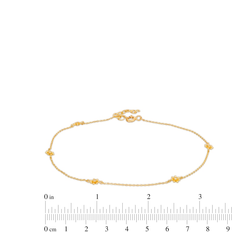 Main Image 2 of Cubic Zirconia Flower Station Chain Anklet in 10K Semi-Solid Gold - 10&quot;